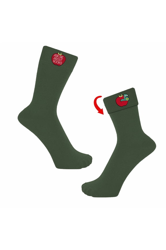 Women's Ask Me About Books Flip Socks Funny Bookworm School Teacher Appreciation Student Graphic Footwear