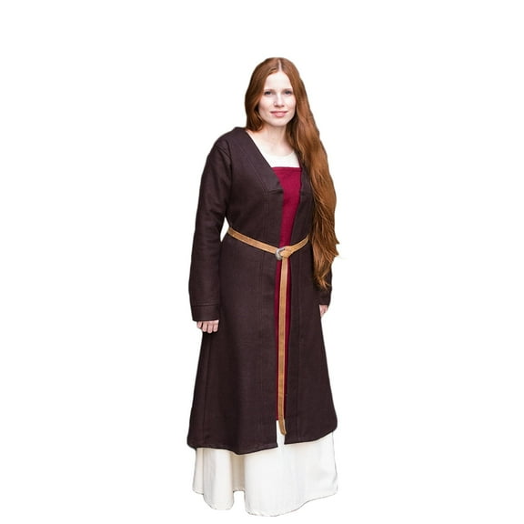 Women's Aslaug Viking Coat in Brown, size: 3X-Large by Medieval Collectibles