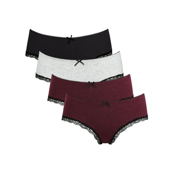 Women's Assorted Cotton Brief Panties Low Rise Underwear, 4-Pack