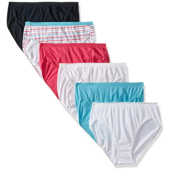 Women's Assorted Cotton Hi-Cut Panties, 6 Pack