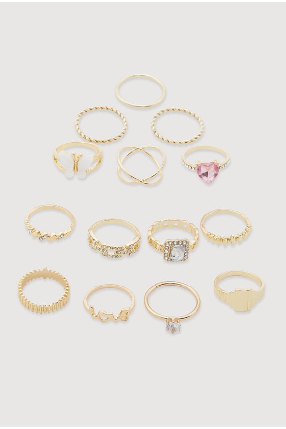 Women's Assorted Cubic Zirconia Metallic Ring Set