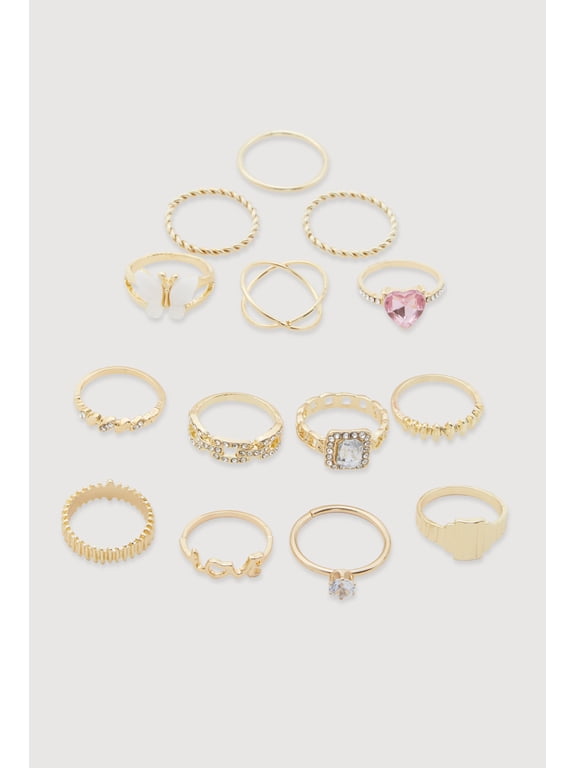 Women's Assorted Cubic Zirconia Metallic Ring Set