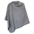 thumbnail image 1 of Women's Asymmetric Button Shawl Wrap, Lightweight Knit Poncho Cape with Versatile Styling, Open Front Cardigan for Daily Wear, Travel, Spring Summer Fall All Season Layering-Gray, 1 of 2