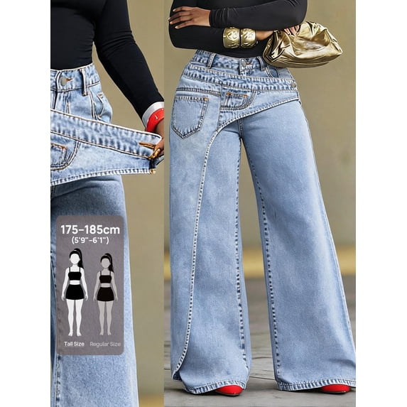 Summer R Women's Asymmetric Pocket Button Casual Versatile Daily Wear Wide Leg ...