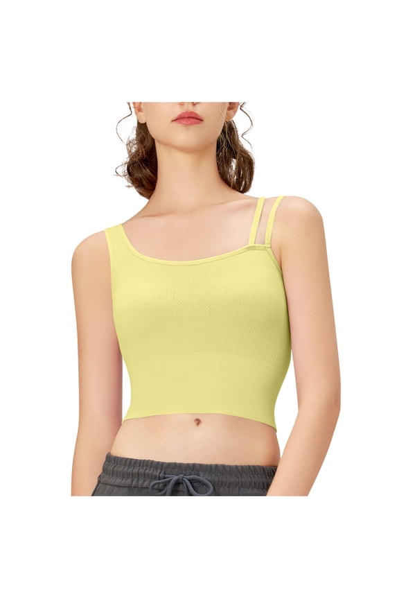 Women's Asymmetric Shoulder Strap Tank Top Halter Neck Sleeveless Cropped Shirts Fitness Beautiful Back Cami