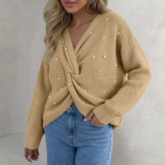 Women's Asymmetrical Batwing Sleeve Pullover, Deep V-Neck Backless Knit Sweater, Loose Fit Casual Top, Stretchy Comfort Wear, Unique Design Everyday Blouse, Soft Relaxed Tunic C One Size