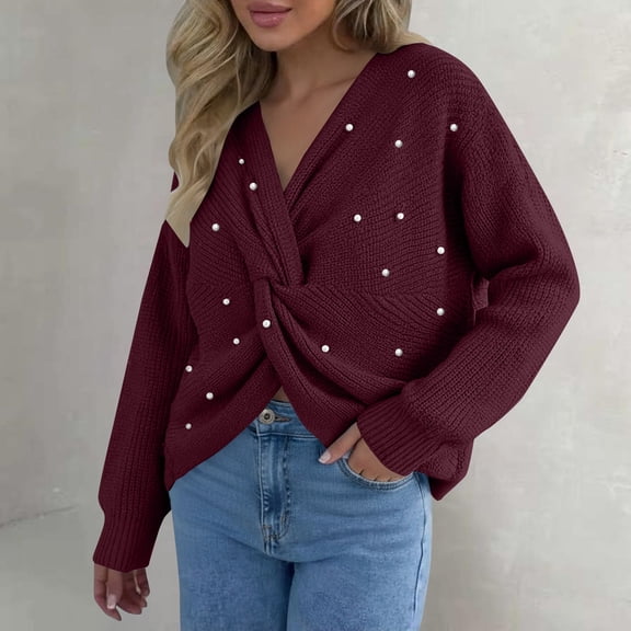 Women's Asymmetrical Batwing Sleeve Pullover, Deep V-Neck Backless Knit Sweater, Loose Fit Casual Top, Stretchy Comfort Wear, Unique Design Everyday Blouse, Soft Relaxed Tunic A One Size