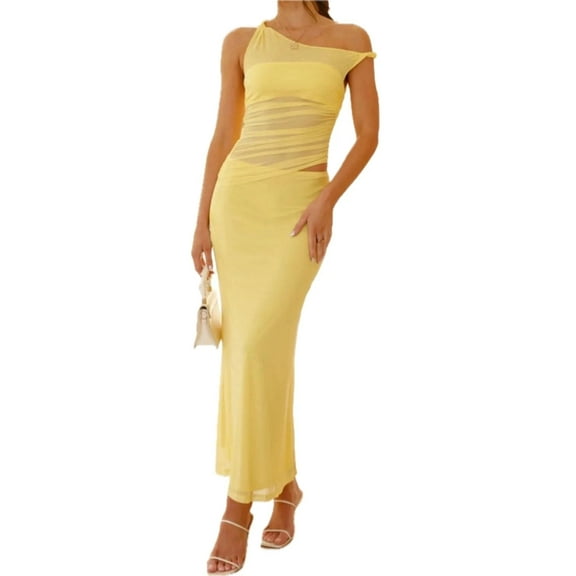 Women's Asymmetrical Cutout Sleeveless Dress with Twisted Stretch Detail Machine Wash 95% polyester 5% spandex Imported