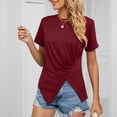 thumbnail image 1 of Women's Asymmetrical Hem Crew Neck Short Sleeve T-Shirt, 1 of 6