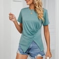 thumbnail image 1 of Women's Asymmetrical Hem Crew Neck Short Sleeve T-Shirt, 1 of 6