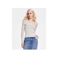thumbnail image 1 of Women's Asymmetrical-Neck Ribbed Sweater Pebble M, 1 of 1