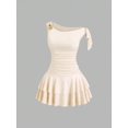 thumbnail image 1 of Women's Asymmetrical One Shoulder Mini Dress Ruched Bodycon Tiered Ruffle Hem Party, 1 of 6