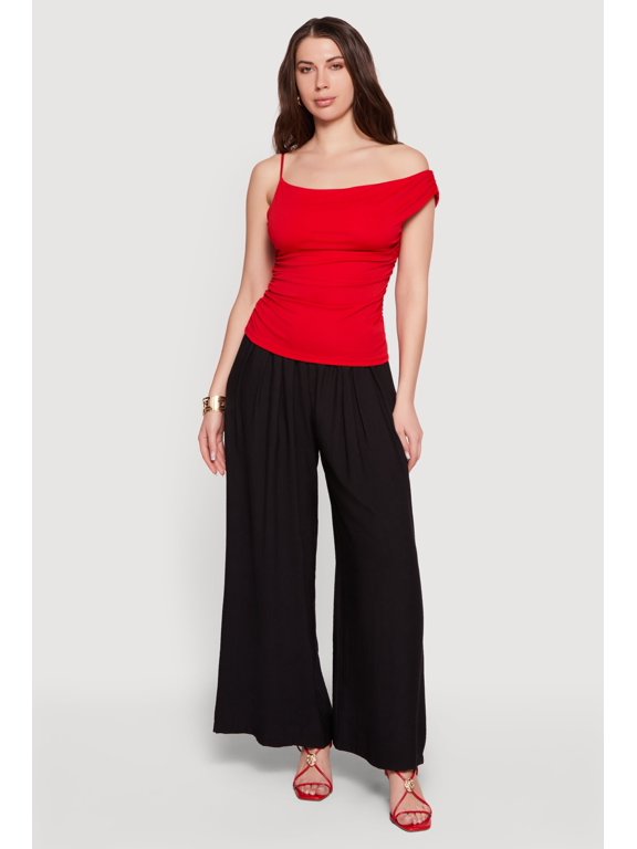 Women's Asymmetrical One Shoulder Side Ruched Blouse
