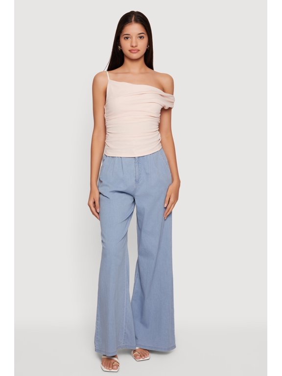 Women's Asymmetrical One Shoulder Side Ruched Blouse