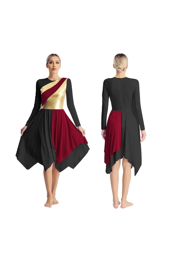 Women's Asymmetrical Praise Ballet Lyrical Dance Tunic Overlay DressWorship Costume