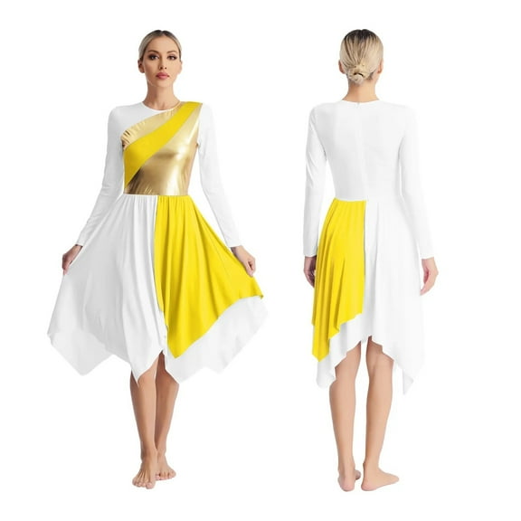 Women's Asymmetrical Praise Ballet Lyrical Dance Tunic Overlay DressWorship Costume