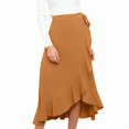 thumbnail image 1 of Women's Asymmetrical Ruched Drawstring Skirt with Ruffled, 1 of 9