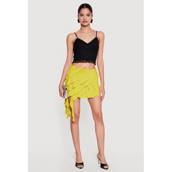 Women's Asymmetrical Ruffle Tiered Mini Skirt