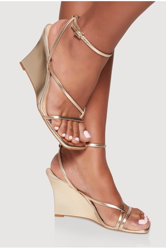 Women's Asymmetrical Strappy Wedge Sandals