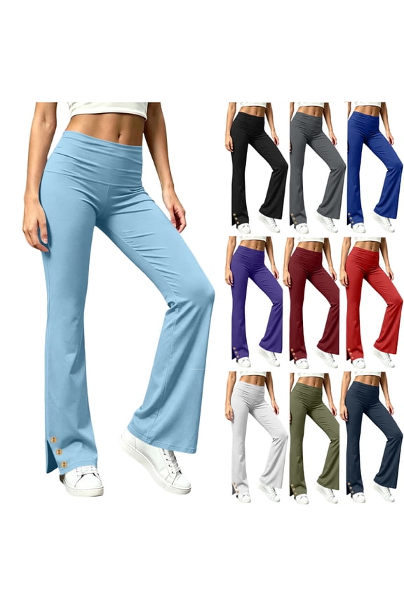 Women's Athleisure Lounge Pants Solid Color Elastic Waist Split Hem Long Pants Casual Sporty Comfy Sleep Pants Loungewear for Women White