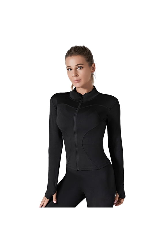 Women's Athletic Full Zip Lightweight Workout Jacket with Thumb Holes