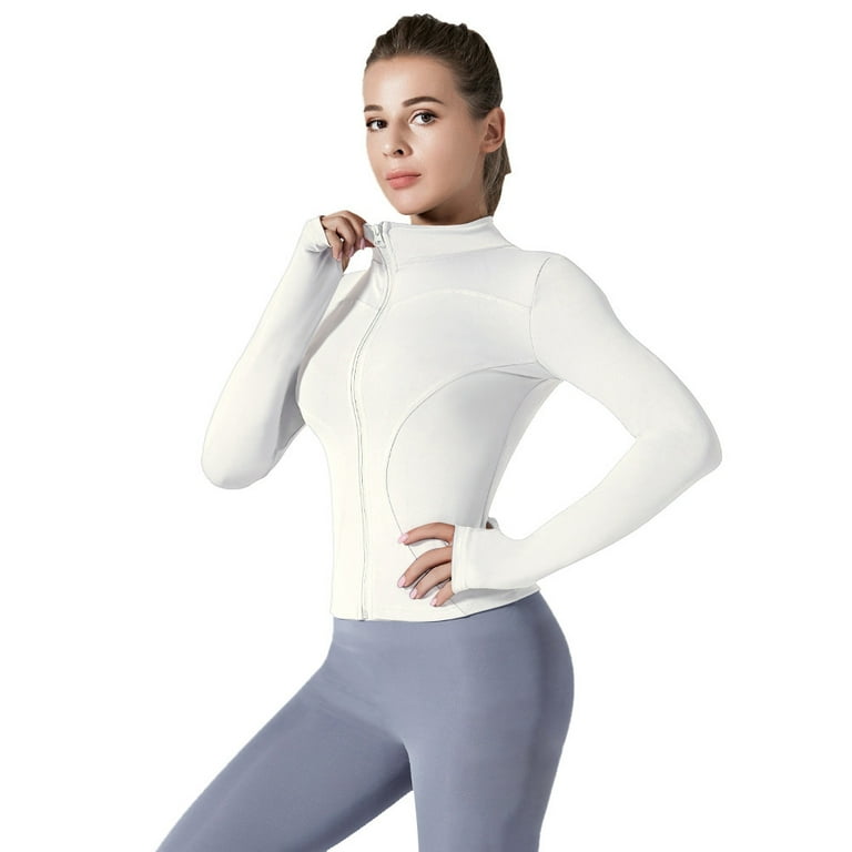 Women s Athletic Jackets Slim Fit Workout Jacket Full Zip Up Running Gym Yoga Sports Tops Quick Drying White 2x Large size Walmart