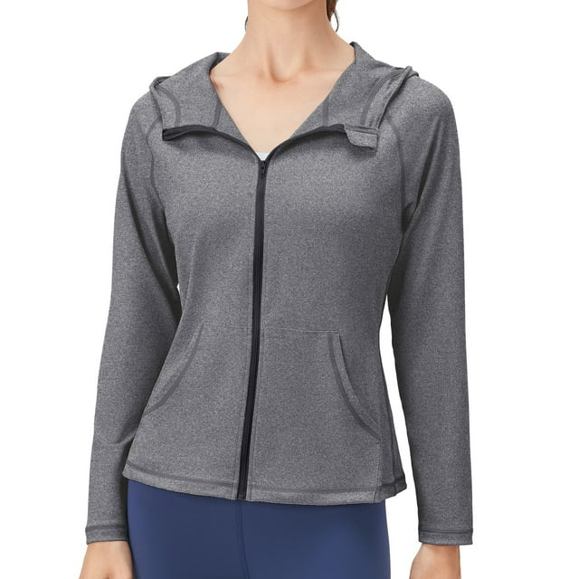 Women's Athletic Jackets, Zip Up Yoga Jacket, Quick Drying Sports Coat, Hooded Slim Running Tops