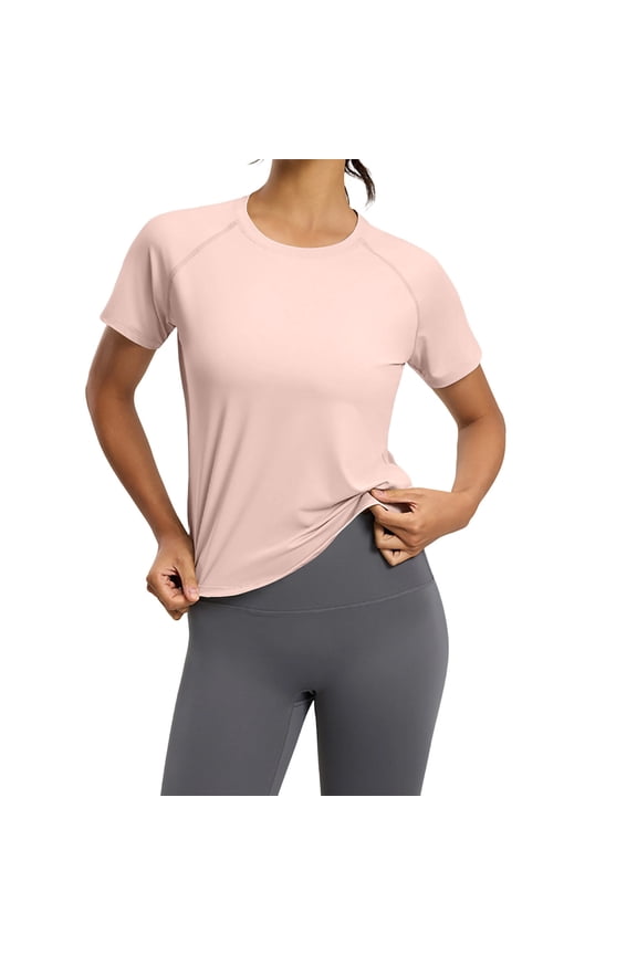 Women's Athletic Mesh Yoga Tops Short Sleeve Seamless Quick Dry Breathable Workout Fitness Training Tee