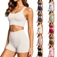 thumbnail image 1 of Women's Athletic Outfit Sets Casual Sportswear with Supportive Bra and Shorts,Two Pieces Fitness Yoga Outfit, 1 of 8
