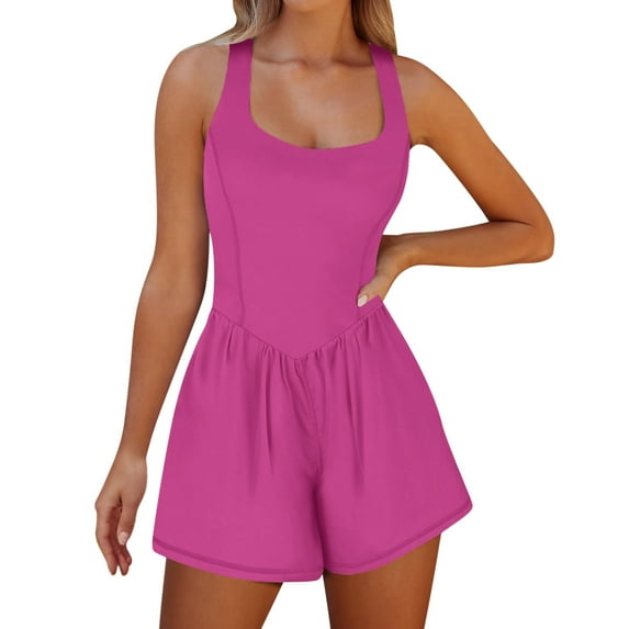 Women's Athletic Rompers One Piece Bodysuit Ruched High Waist Short Running Workout Jumpsuits Casual 2024 Summer Outfits