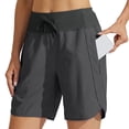 thumbnail image 1 of Women's Athletic Running Long Shorts Workout Hiking Shorts Quick Dry High Waisted Active Zipper Pocket Dark Gray M, 1 of 4