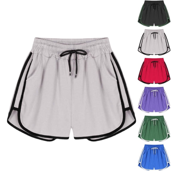 Women’s Athletic Running Shorts Casual Loose Fit Elastic Waist Drawstring Sport Shorts Lightweight Breathable Gym Workout Shorts with Pockets