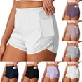 thumbnail image 1 of Women's Athletic Running Shorts Quick Dry Lightweight Workout Gym Shorts with Mesh Pockets White, 1 of 6