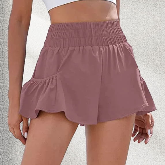 Women's Athletic Running Shorts with Pockets High Stretch Elastic Waistband Lightweight Workout Fitness Shorts for Active