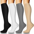 thumbnail image 1 of Women's Athletic Running Socks, High Performance Compression Stockings for Exercise, Jogging, Cycling, 4 Pairs Pack, 1 of 4