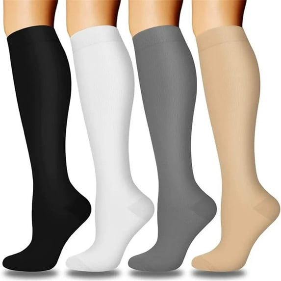 Women's Athletic Running Socks, High Performance Compression Stockings for Exercise, Jogging, Cycling, 4 Pairs Pack