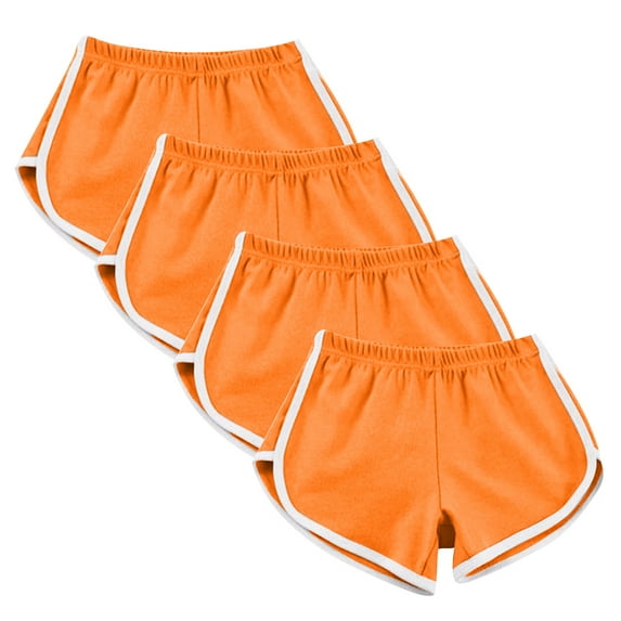 Women's Athletic Shorts 4 Packs Workout Elastic Waist Running Gym Shorts Summer Casual Yoga Fitness Shorts (M, Orange)