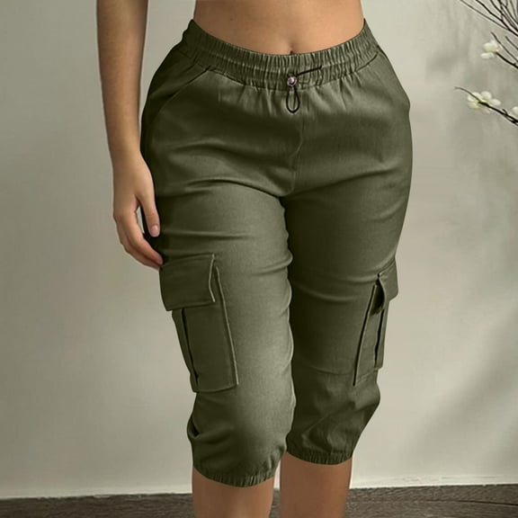 Women's Athletic Shorts Clearance, Xunlbb Fashion Women Drawstring Casual Solid Elastic Waist Pocket Half Shorts Pants