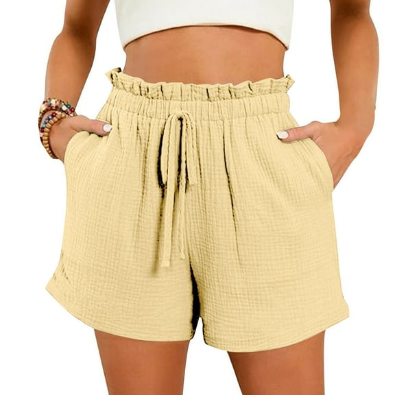 Women's Athletic Shorts Clearance, Xunlbb Women Casual Solid Elastic Waist Pocket Fashion Short Pants