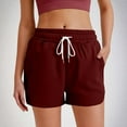 thumbnail image 1 of Women's Athletic Shorts Clearance, Xunlbb Women's Fashion Solid Color Shorts With Elastic Waistband Drawstring Side Pockets For Casual Wear, 1 of 7