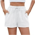 thumbnail image 1 of Women's Athletic Shorts Clearance, Xunlbb Women's Spring/Summer New Style Women's Solid Color Drawstring Pocket Fashion Casual Shorts, 1 of 4