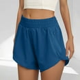thumbnail image 1 of Women's Athletic Shorts High Waisted Drawstring Running Gym Shorts with Zipper Pockets Blue XL, 1 of 8