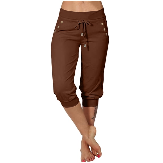 Women's Athletic Shorts High Waisted Running Short Casual Tight High Waisted Drawstring Button Pocket Cropped Pants