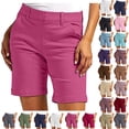 thumbnail image 1 of Women's Athletic Shorts High Waisted Running Short Fashion Casual Twill Solid Color Shorts With Pocket, 1 of 7
