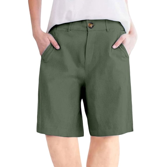 Women's Athletic Shorts High Waisted Running Short Solid Color Pockets Button Zipper Solid Color Elastic Waist Half Shorts Pants