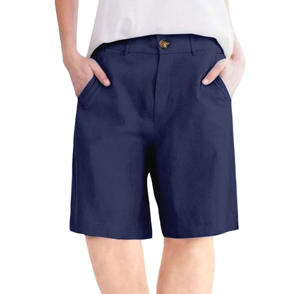 Women's Athletic Shorts High Waisted Running Short Solid Color Pockets Button Zipper Solid Color Elastic Waist Half Shorts Pants