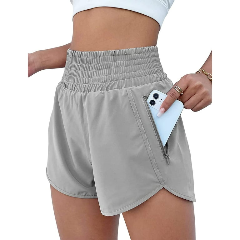 Women s Athletic Shorts High Waisted Running Shorts Pocket Sporty