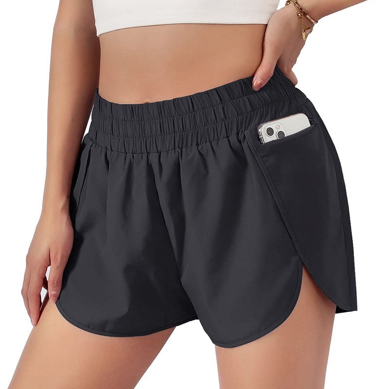 Women's Athletic Shorts High Waisted Running Shorts Pocket Sporty Shorts  Gym Elastic Workout Shorts : : Clothing, Shoes & Accessories