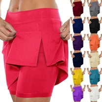 Women's Athletic Skirt with Built-In Shorts and Side Slit Functional Tennis Skirt with Pocket for Sports and Casual