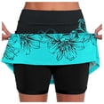 thumbnail image 1 of Women's Athletic Skorts Inner Shorts Floral Print 2 In 1 Shorts Trendy Slim Fit Running Athletic Sports Mini Skirts,Blue,5XL, 1 of 5